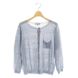 MARGARET HOWELL ポケットデザインリネンカーディガン ニット 八分袖 3 グレー