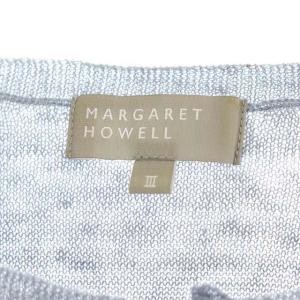 MARGARET HOWELL ポケットデザインリネンカーディガン ニット 八分袖 3 グレー