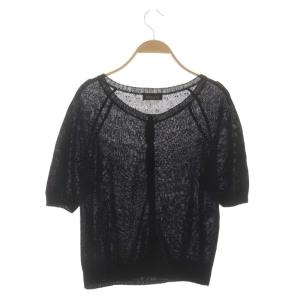 MARGARET HOWELL ハーフスリーブニットカーディガン 五分袖 リネン 2 黒 ブラック
