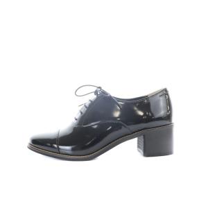 MARGARET HOWELL アイデア idea エナメルレースアップヒールシューズ ラウンドトゥ 24.5cm 黒 ブラック