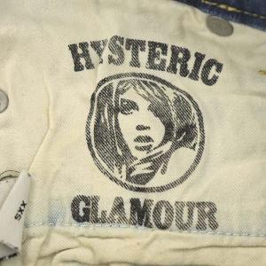 HYSTERIC GLAMOUR 継はぎ加工 チェック プリント デニムパンツ スキニー ストレッチ XXS 紺 黒 赤