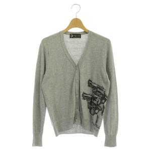 拳銃プリント ニット カーディガン 長袖 F グレー