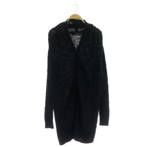 SPIDER WEBケーブル編込 カーディガン ニット オーバーサイズ 長袖 F 青 黒 ブルー ブラック