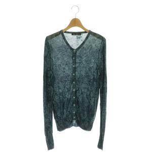 パイソン柄 ニット カーディガン 長袖 F 緑 グリーン