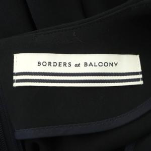 BORDERS at BALCONY ボーダー切替ドレスワンピース ロング 九分袖 38 ダークネイビー ホワイト ブラック