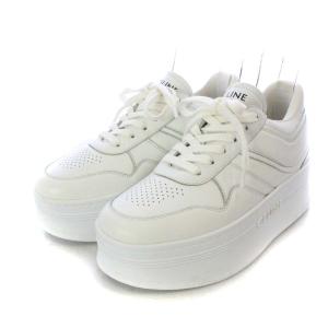CELINE ブロックスニーカー ウェッジアウトソール カーフスキン プラットフォーム 厚底 37 ホワイト