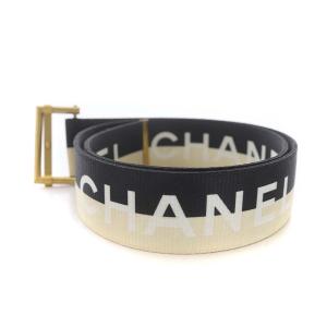 CHANEL ベルト 01S ロゴプリントバイカラーローラーバックル バイカラー ベージュ ブラック