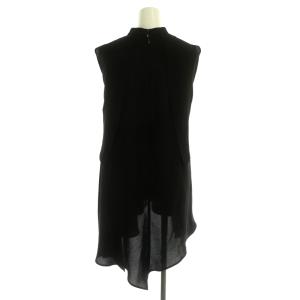 ENFOLD 22AW PEジョーゼットアシンメタックTANKTOPタンクトップ ブラウス ノースリーブ チュニック 38 黒 ブラック