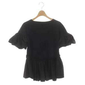 23SS ラウンドヘムフリルカットソー バルーンスリーブ 半袖 36 黒 ブラック