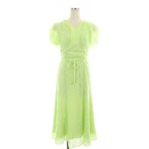 23SS ストレッチレースナローワンピース ロング 半袖 32 ライムグリーン