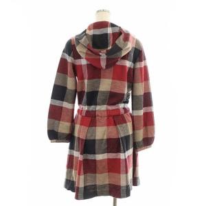 BLUE LABEL CRESTBRIDGE チェックパーカーワンピース ミニ 長袖 38 赤 黒 ベージュ