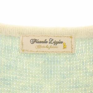 franche lippée ニットカーディガン 長袖 リボン レース パール ビジュー ウール混 M オフホワイト