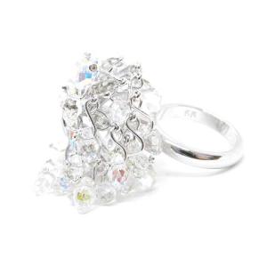 SWAROVSKI リング 指輪 花モチーフ フラワー ストーン 13号 シルバー色