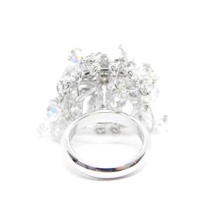 SWAROVSKI リング 指輪 花モチーフ フラワー ストーン 13号 シルバー色