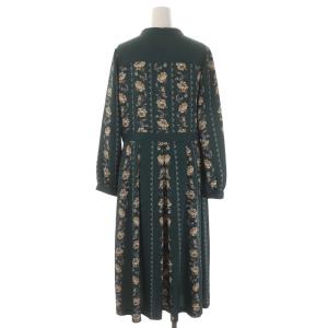 Diagram GRACE CONTINENTAL ラインプリントワンピース 花柄 ロング 長袖 38 ダークグリーン