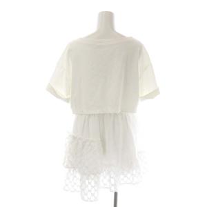 Diagram GRACE CONTINENTAL 22SS 2点セット レイヤードカットソー 半袖 クロップド ノースリーブブラウス チュニック フリル ジャガード 36 オフホワイト