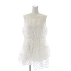 Diagram GRACE CONTINENTAL 22SS 2点セット レイヤードカットソー 半袖 クロップド ノースリーブブラウス チュニック フリル ジャガード 36 オフホワイト