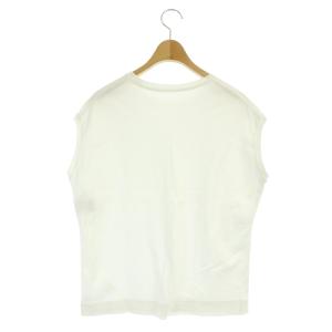 ANAYI 23AW コンパクトコットンフライス ノースリ プルオーバー カットソー Tシャツ 刺繍 36 白 ホワイト