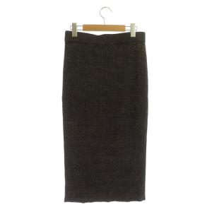 Deuxieme Classe ikat調 タイトスカート リブット ロング 36 ダークブラウンミックス