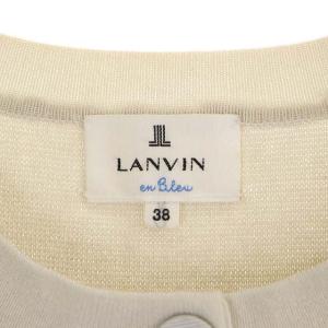 LANVIN en Bleu クルーネック カーディガン ニット 長袖 リボン 38 ライトグレー