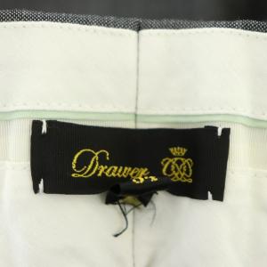 Drawer シャークスキン クロップド テーパードパンツ スラックス タック モヘヤ ウール混 34 グレー