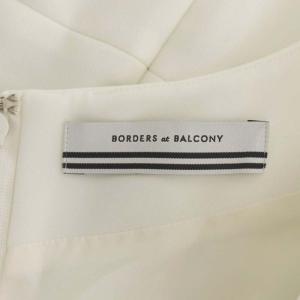 BORDERS at BALCONY 22AW ハートネックツイルブラウス ペプラム 八分袖 ボーダー 38 白 黒 ホワイト ブラック