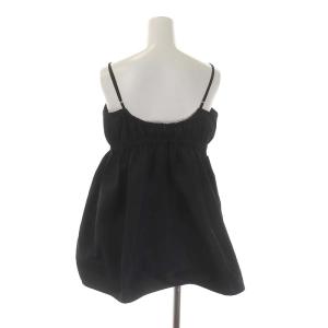 UNITED ARROWS P タフタ キャミトップス ノースリーブカットソー ギャザー 黒 ブラック