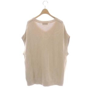 HYSTERIC GLAMOUR 22AW HYS TIMES刺繍 オーバーサイズベスト ニット カットソー フレンチスリーブ F ベージュ 赤 レッド