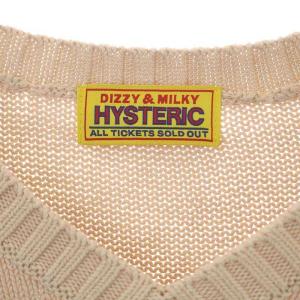 HYSTERIC GLAMOUR 22AW HYS TIMES刺繍 オーバーサイズベスト ニット カットソー フレンチスリーブ F ベージュ 赤 レッド