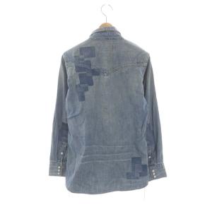 REMI RELIEF リメイク加工ウエスタンデニムシャツ 長袖 M 青 ブルー