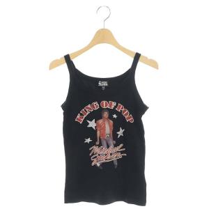 HYSTERIC GLAMOUR MICHAEL JACKSON KING OF POPプリント ノースリーブカットソー FREE 黒 ブラック