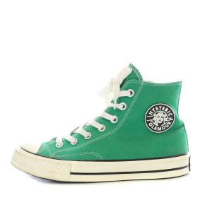 ハイカットキャンバススニーカー サイドジップ ラウンドトゥ 25cm 緑 グリーン