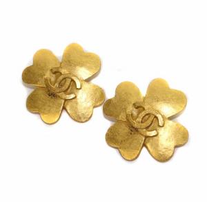 95P ヴィンテージ ココマーク クローバー イヤリング クリップ式 ゴールド