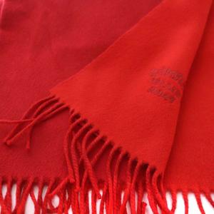 HERMES ストール 大判 フリンジ カシミヤ レッド
