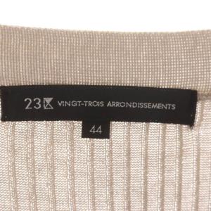 23区 vingt-trois ドライコットンポリエステルロングカーディガン ニット 長袖 Vネック リブ 44 グレージュ