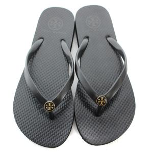 TORY BURCH ビーチサンダル トング ロゴ 6 23cm 黒 ブラック