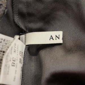 ANAYI 23SS フラワーメッシュフレア ワンピース レース ロング ノースリーブ 38 チャコールグレー