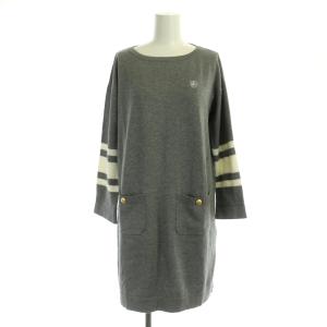 BLUE LABEL CRESTBRIDGE ニットワンピース ミニ 長袖 38 グレー ホワイト