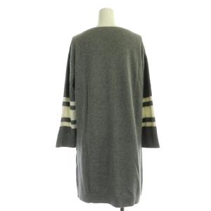 BLUE LABEL CRESTBRIDGE ニットワンピース ミニ 長袖 38 グレー ホワイト