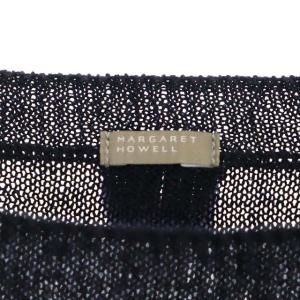 MARGARET HOWELL リネンクルーネックニット カットソー リネン 七分袖 F 紺 ネイビー