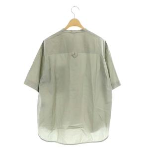 MHL. 23SS COTTON RAMIE POPLIN 半袖シャツ カラーレス 2 カーキ