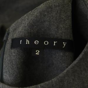Theory ノースリーブワンピース ひざ丈 ミディ丈 ウール 2 グレー