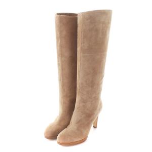 Sergio Rossi ロングブーツ スエード レザー 36 23.0cm ベージュ