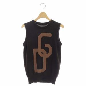 カシミヤ ロゴ ニットベスト プルオーバー 40 茶 ブラウン