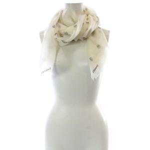 CHANEL ストール ココマーク パール柄 フリンジ ホワイト