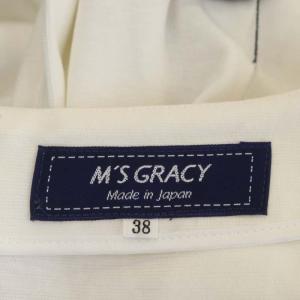 M'S GRACY ドッキング ワンピース ひざ丈 半袖 リボンベルト付き 38 白 ホワイト ダークブルー