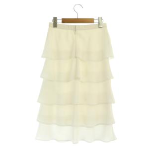 M'S GRACY スカート ミモレ丈 ロング フレア フリル M 白 ホワイト