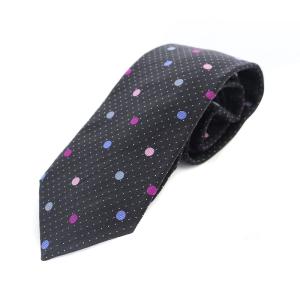 PAUL SMITH ネクタイ レギュラータイ マルチドット柄 シルク 黒 ブラック