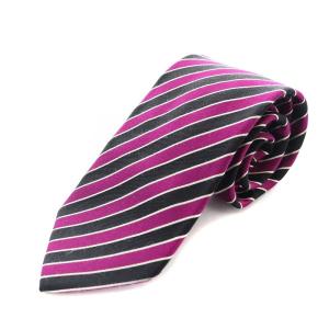 PAUL SMITH ネクタイ レギュラータイ ストライプ シルク 紫 パープル 黒 ブラック