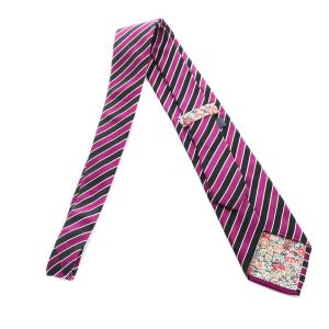 PAUL SMITH ネクタイ レギュラータイ ストライプ シルク 紫 パープル 黒 ブラック